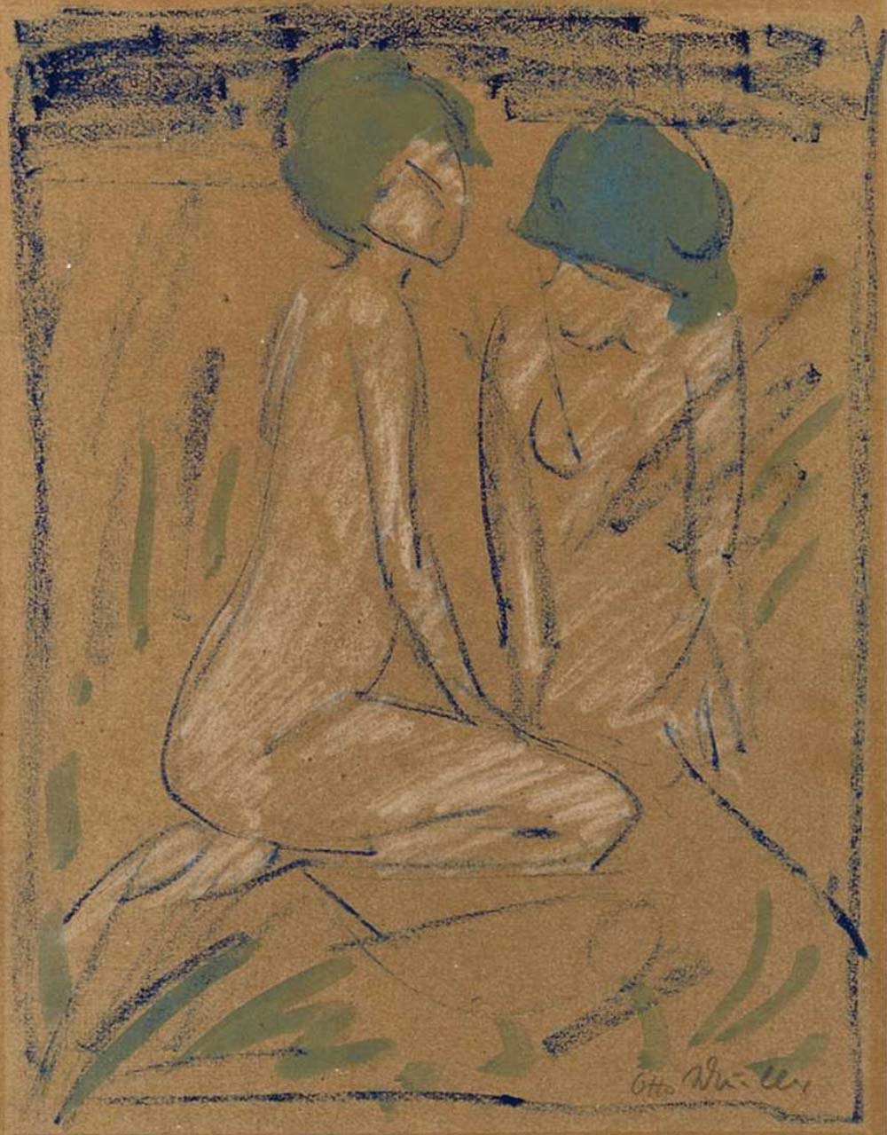 Otto Mueller - Zwei weibliche hockende Akte - ca1923