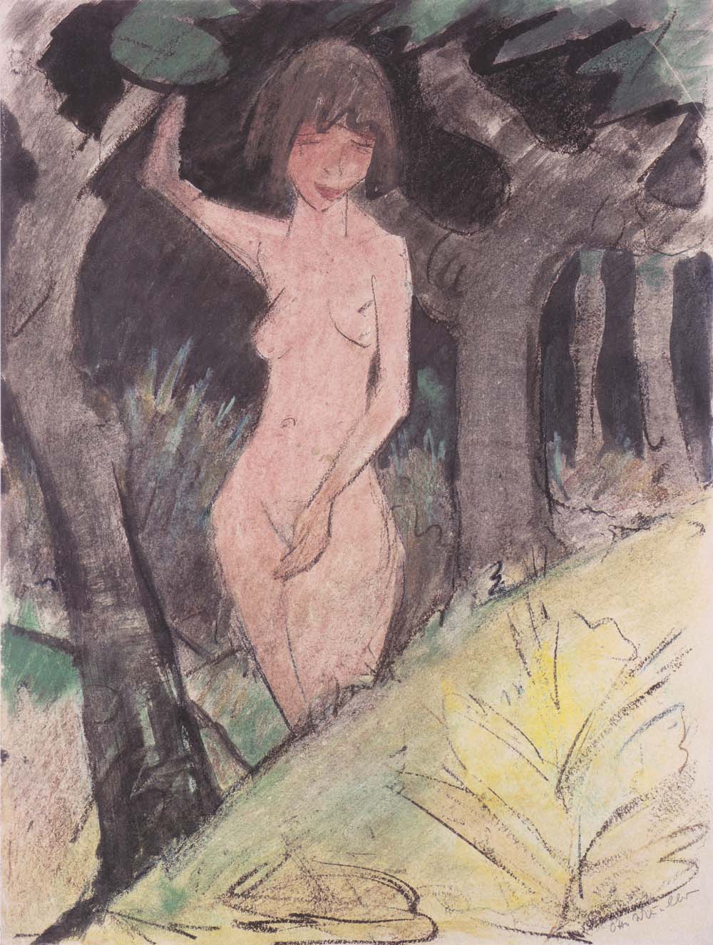 Otto Mueller - Zwischen Baumen stehendes Madchen - ca1925
