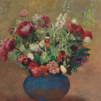 Papavers and Carnations in a Blue Vase