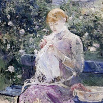 Pasie Sewing in the Garden - 1881-1882