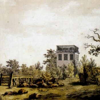 Paysage avec pavillon encre et aquarelle (1797)