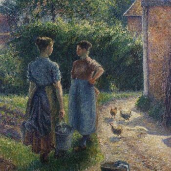 Peasants Chatting in the Farmyard, Eragny, 1895-02