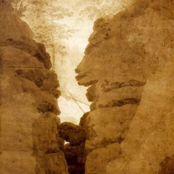 Portrait rupestre sur le domaine d'Uttewald dessin sepia (1801)