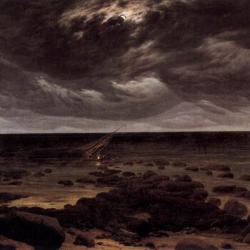 Seashore with Shipwreck by Moonlight (1825-30)
