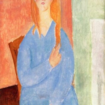 Seated Girl, Untied Hair (also known as Girl in Blue) - 1919 - PC - Painting - oil on canvas