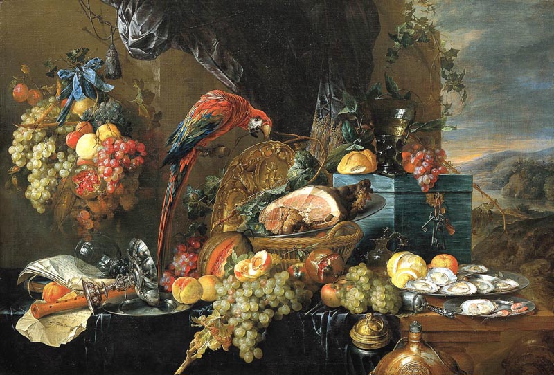 Set the table with a parrot - about 1650