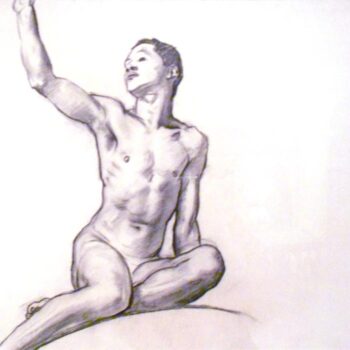 Sketch of youth for cartouche over Music