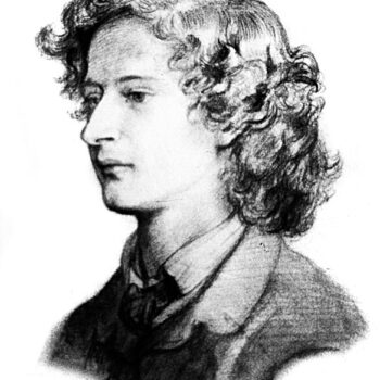 Sketched portrait of 23-year-old Algernon Charles Swinburne, poet and author, 1860