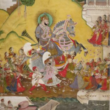 Sri Ram Fidh of Udaipur Celebrating the Ganagaura Festival, watercolor