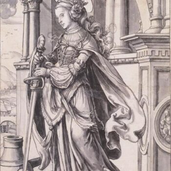 St catherine of Alexandria, design for a stained glass window. c.1519-21