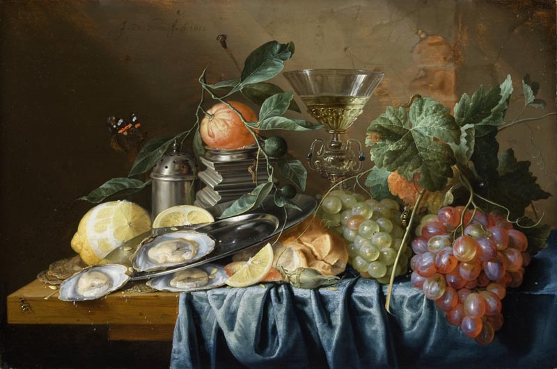 Still Life with Oysters and Grapes - 1653