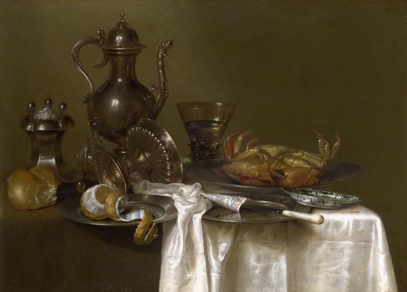 Still life with a pewter and crab on a silver platter - 1633