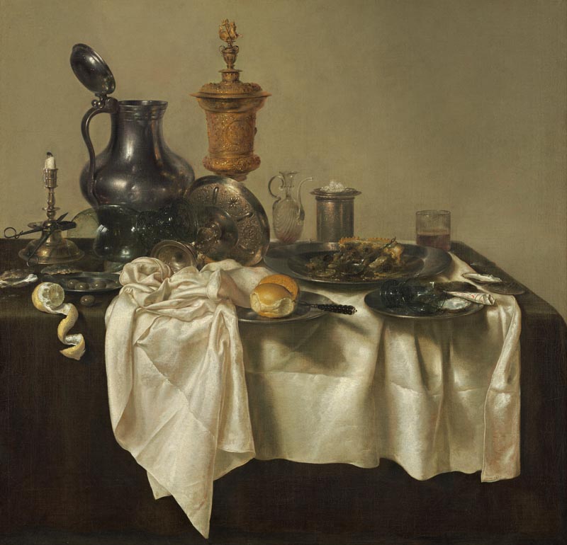 Still life with a pewter jug and a golden cup - 1635