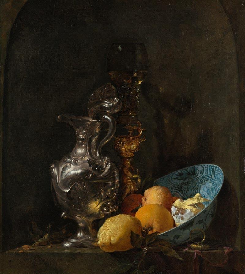 Still life with a silver pitcher and a gold-plated cup - about 1655