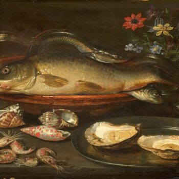 Still life with fish, oysters and shrimp - 1607