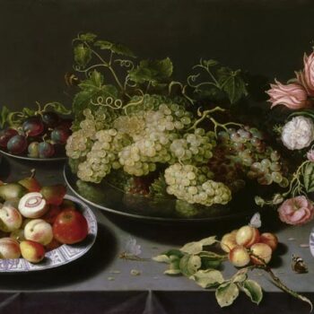 Still life with flowers and fruits