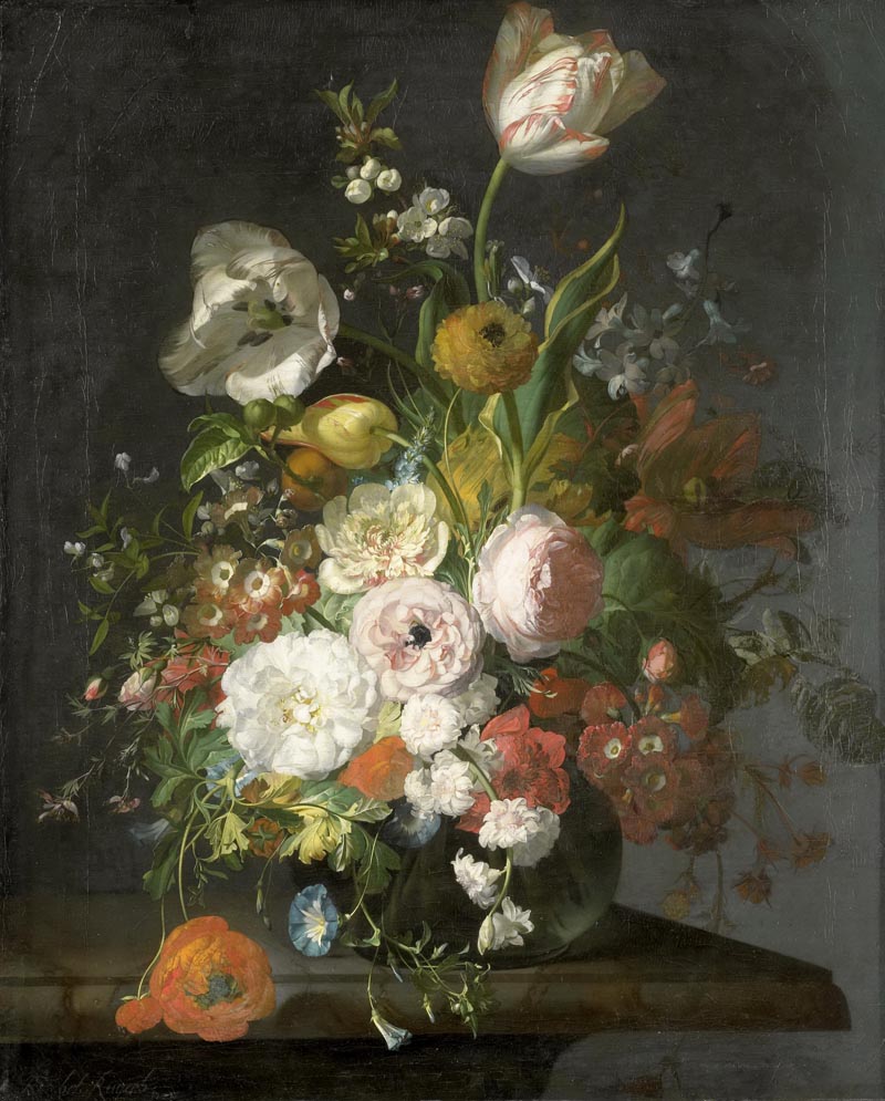Still life with flowers in a glass vase - 1720
