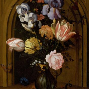 Still life with flowers in a niche
