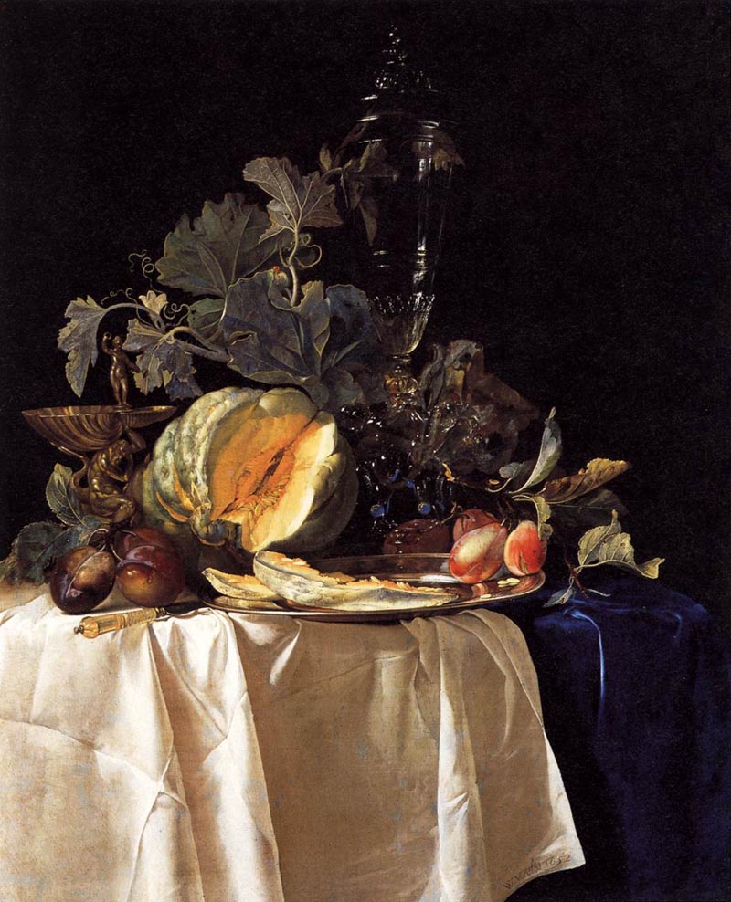 Still life with fruit and a glass cup - 1652