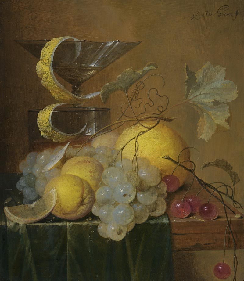Still life with fruit and a jug of Wine