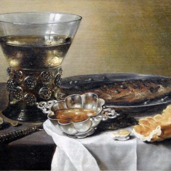 Still life with glass and fish on a silver platter - 1642