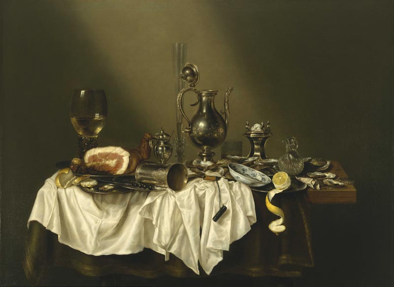 Still life with ham and pewter - 1656