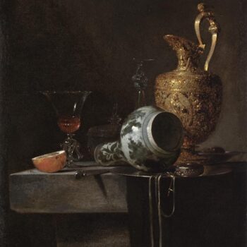 Still life with porcelain vase, gilded pitcher and a jugĺĘ - about 1643