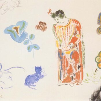 Study of Papillions, Cats, Flowers and Woman, 1910-14