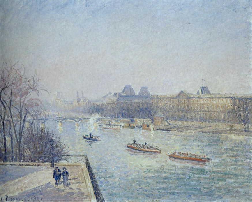 The Louvre - Morning, Winter Sunshine, Frost, the Pont-Neuf, the Seine, 1901