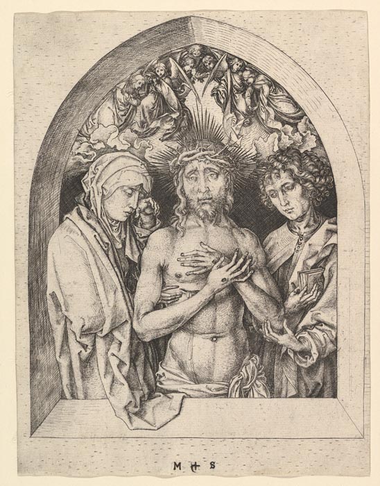 The Man of Sorrows with the Virgin Mary and St John the Evangelist (1470-1475)