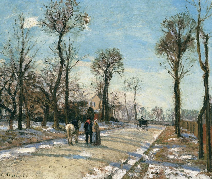 The Road to Versailles, Louveciennes, Winter Sun and Snow, 1870