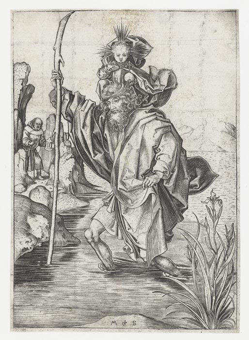 The Saint Christopher carries the Christ Child. 1470-1490