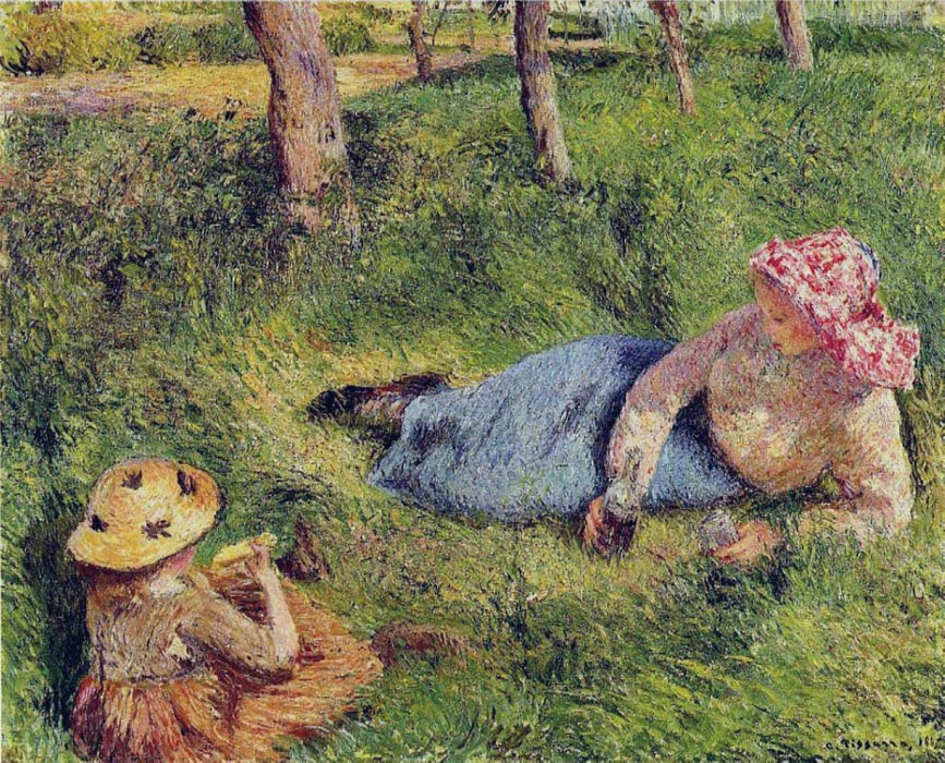 The Snack, Child and Young Peasant at Rest, 1882