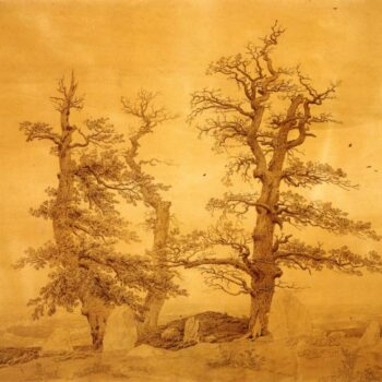 Tombeau Hunnique au bord de la mer dessin crayon et sepia (1807)