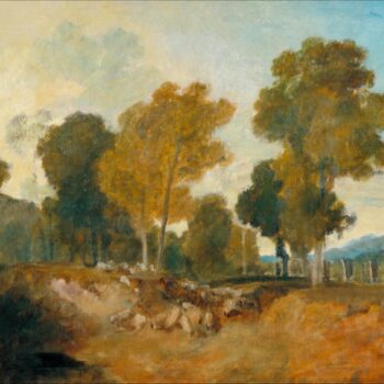 Trees beside the River, with Bridge in the Middle Distance