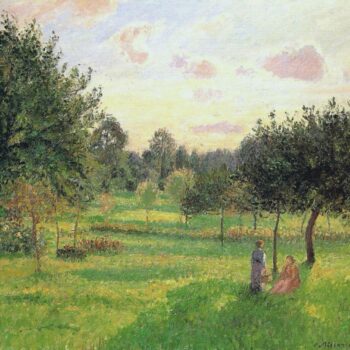 Two Women in a Meadow - Sunset at Eragny, 1897