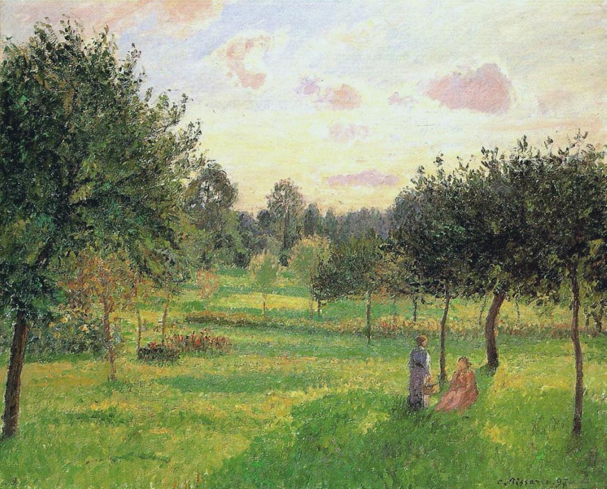 Two Women in a Meadow - Sunset at Eragny, 1897
