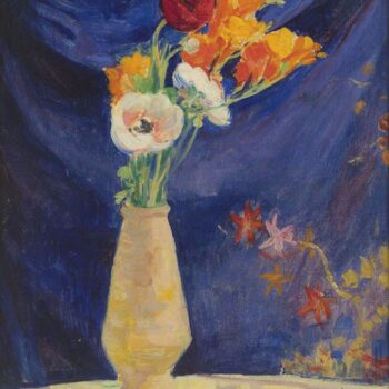 Vase of Anemones in front of Blue Curtain, 1912