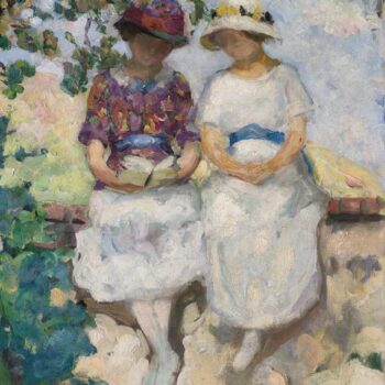 Vezillon, Two Girls Seated on the Wall, 1913