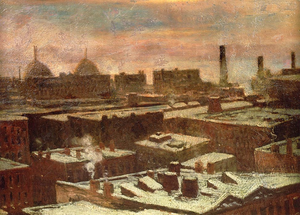 View of City Rooftops in Winter, 1902