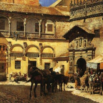Edwin Lord Weeks - Lord Market Square in Front of the Sacristy and Doorway of the Cathedral Granada