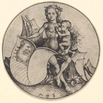 Wild Woman Holding a Shield with a Lion's Head (1480-1490)