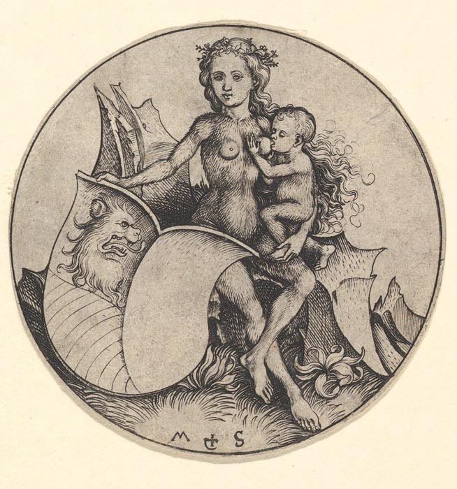 Wild Woman Holding a Shield with a Lion's Head (1480-1490)