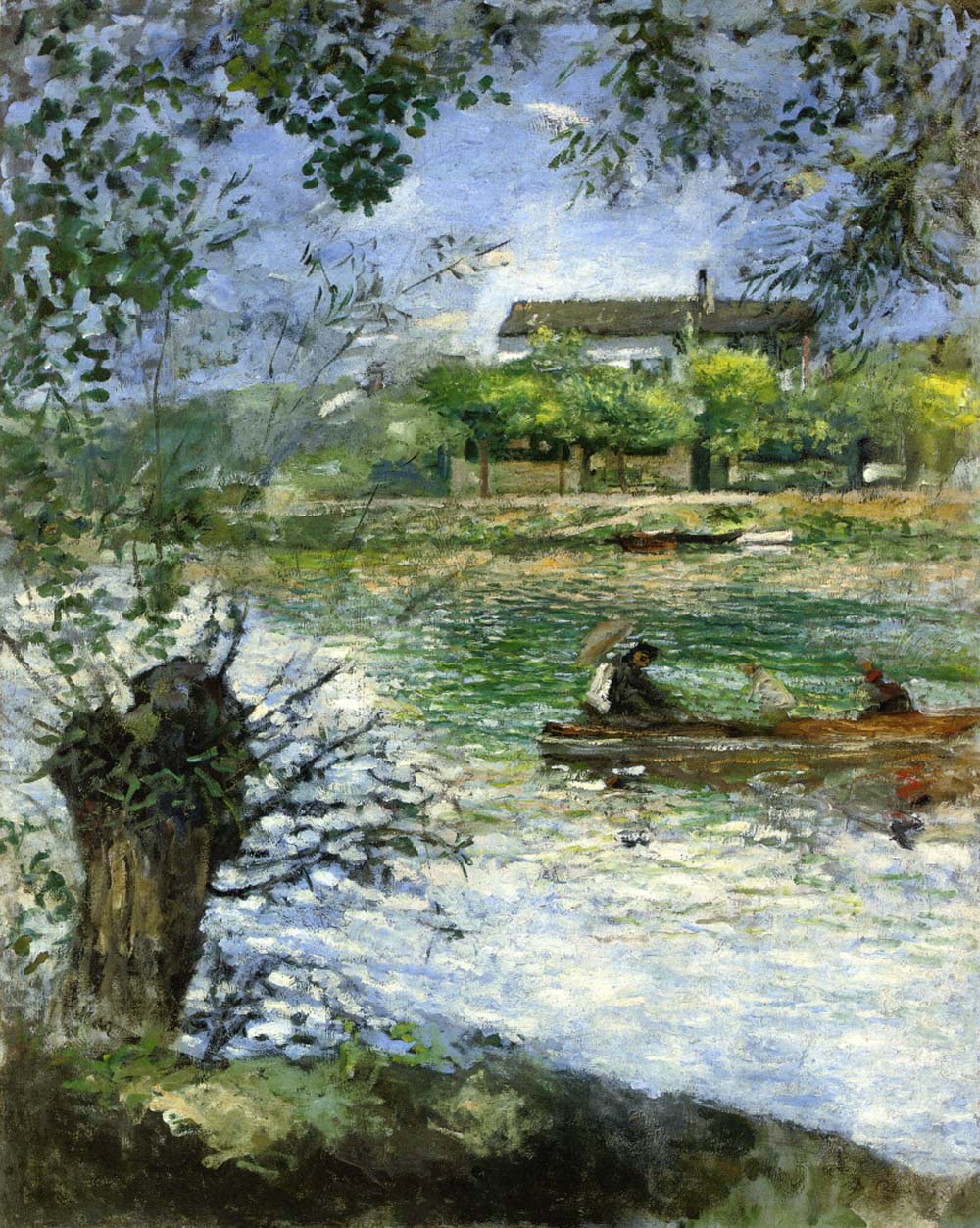 Willows and Figures in a Boat, 1880