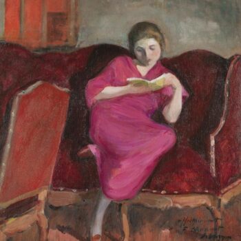 Woman Sitting on a Sofa