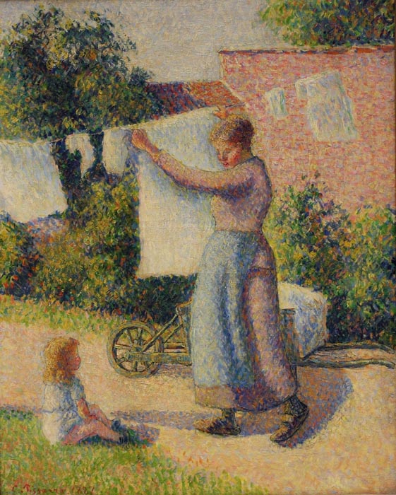 Woman Weigting Out Bedding, 1887