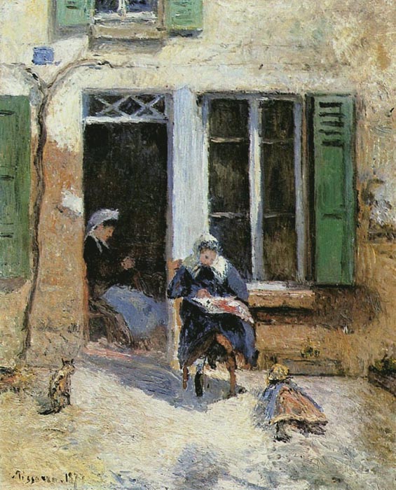 Woman and Child Doing Needlework, 1877