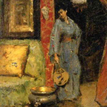 Woman in Kimono Holding a Japanese Fan
