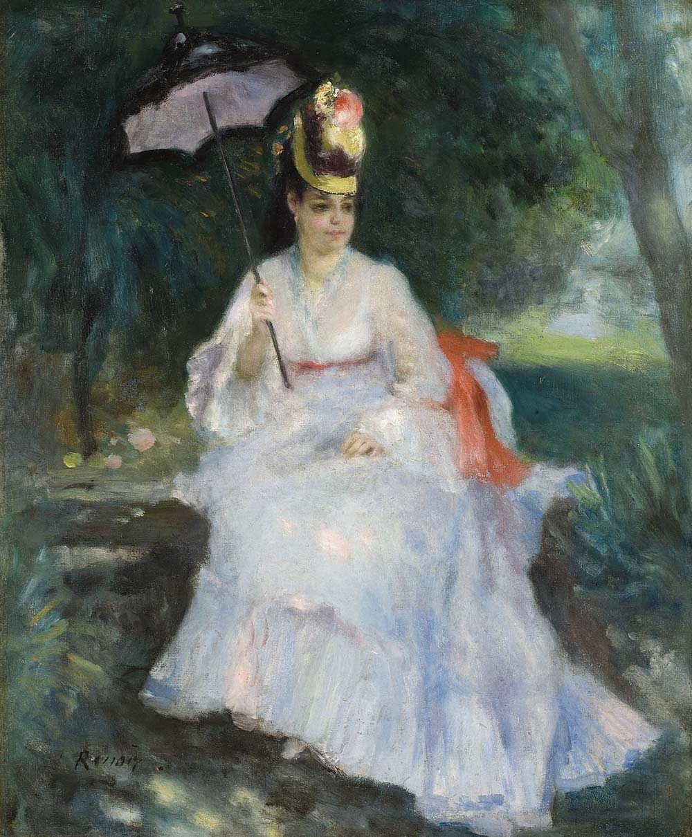 Woman with Umbrella Sitting in the Garden (Lise Trehot), 1872