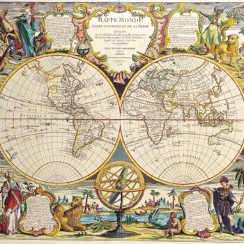 World Double Hemisphere Map, Jean Baptiste Nolin 1755